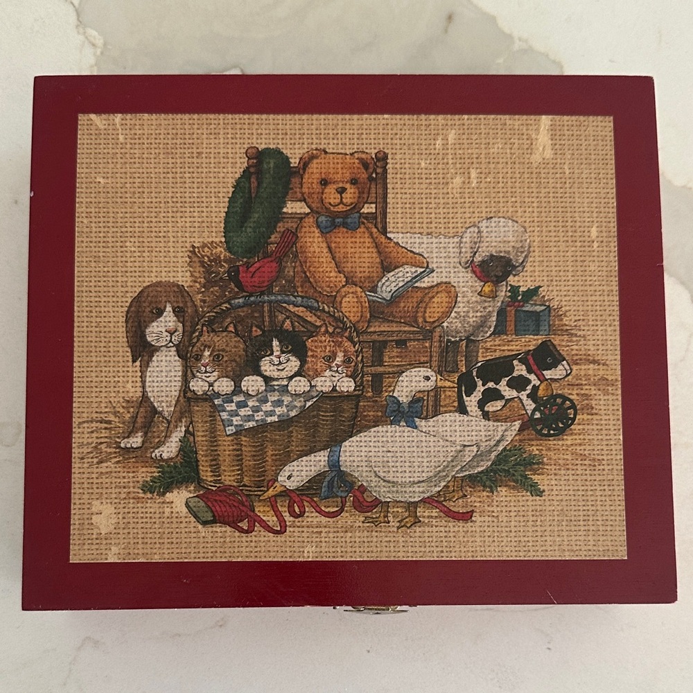 Vintage Baby Alphabet Blocks and Puzzle in wooden box